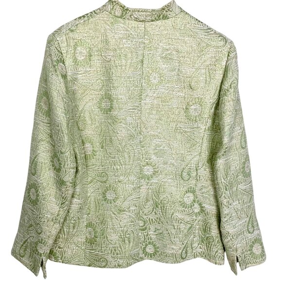 Alfred Dunner Green Metallic Paisley Dressy Blazer Size 12 Wedding Career Travel - Picture 5 of 9